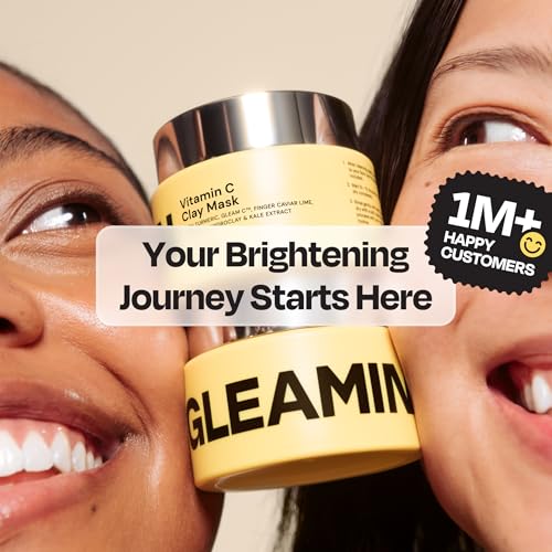 Gleamin Vitamin C Clay Mask packaging shows security seal and clear dates for freshness.