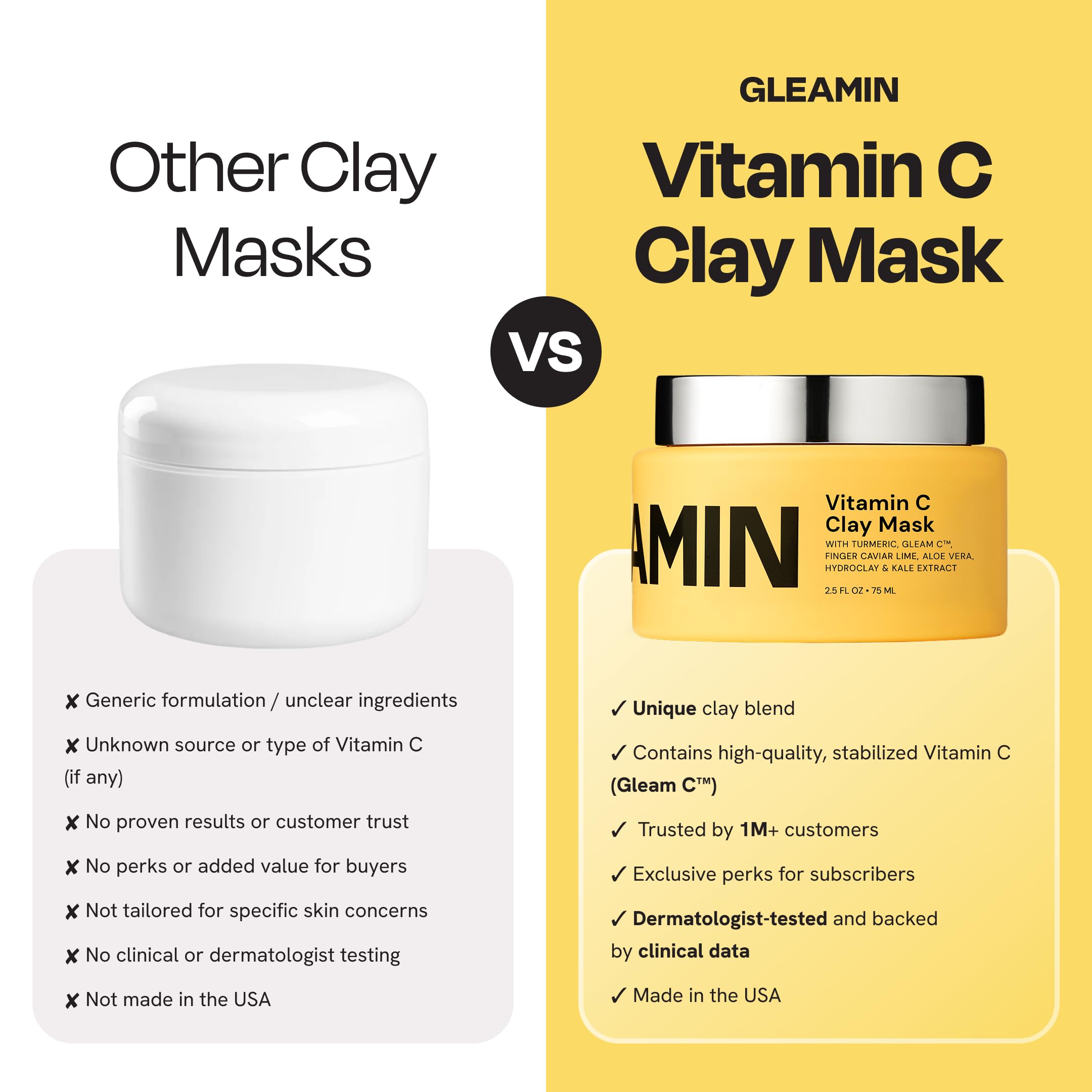 Gleamin mask rinse-off reveals refreshed, even-toned skin after treatment.
