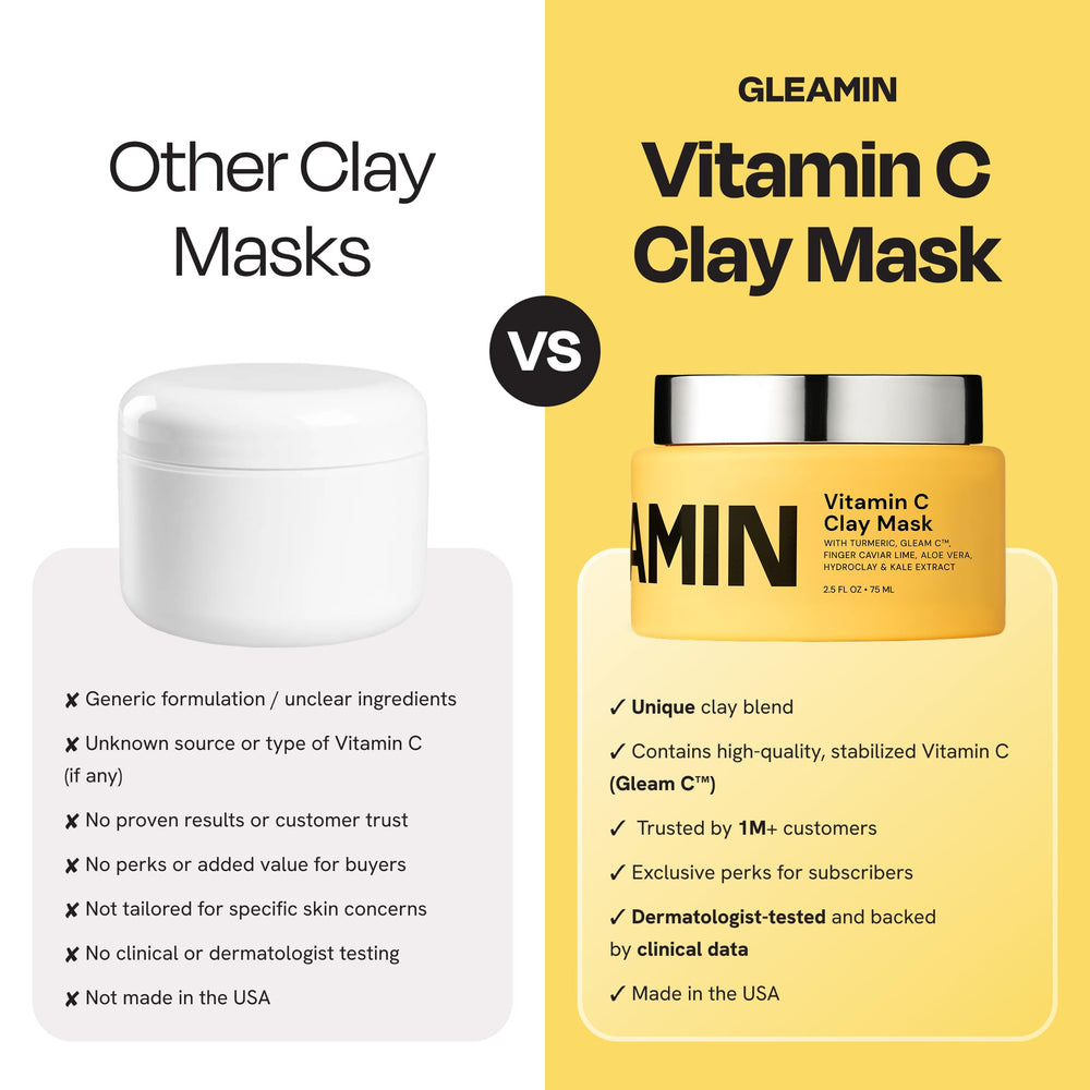 Gleamin mask rinse-off reveals refreshed, even-toned skin after treatment.