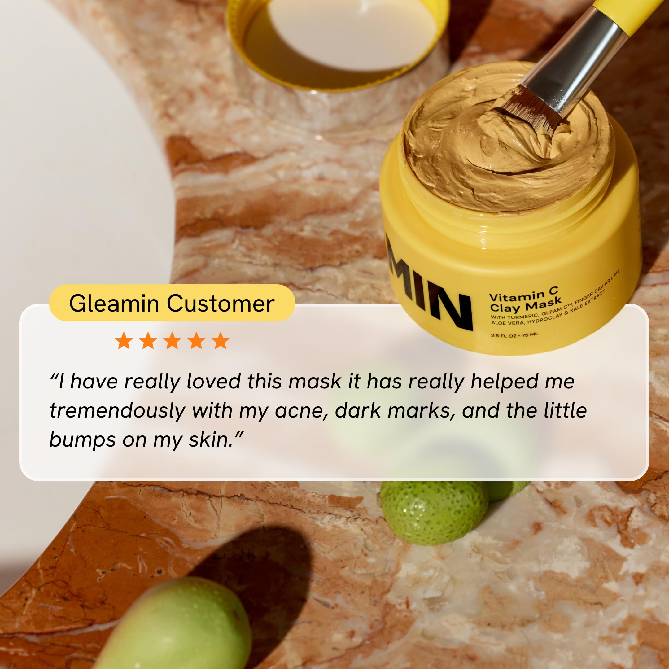 Gleamin Vitamin C Clay Mask vegan and cruelty-free option made in the US for clean skincare.