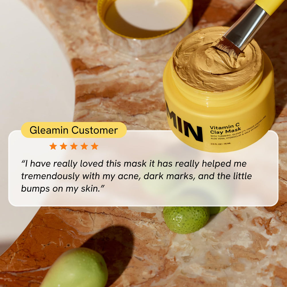 Gleamin Vitamin C Clay Mask vegan and cruelty-free option made in the US for clean skincare.