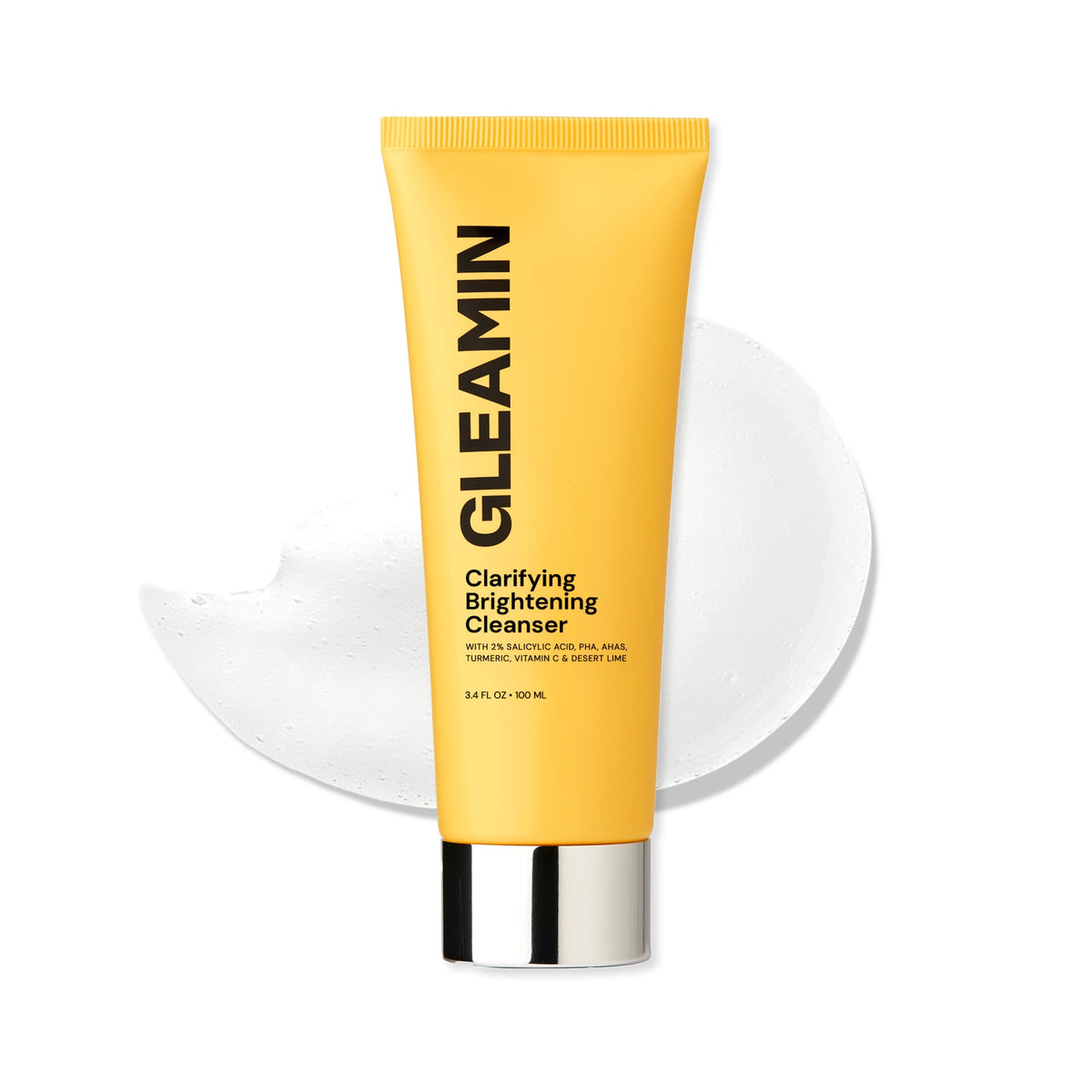 Gleamin vitamin c face wash bottle with cream-to-foam texture for daily cleansing