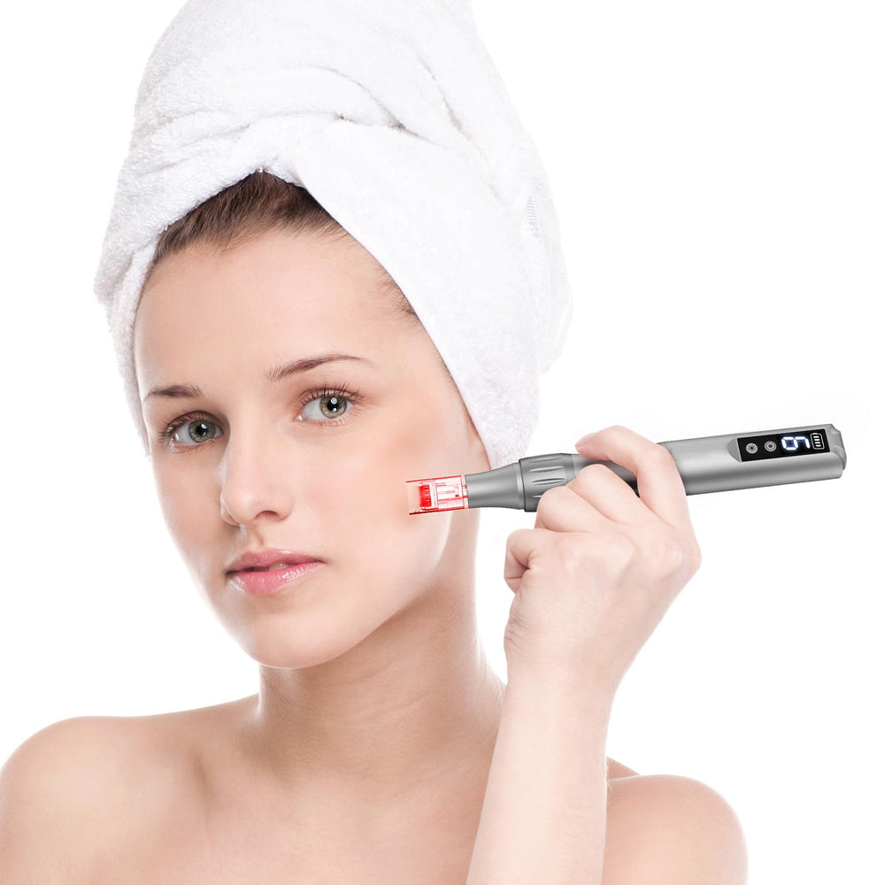 Glemme microneedle derma roller 0.25mm bathroom mirror setup for routine skincare