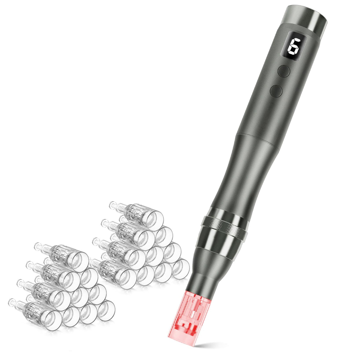 Glemme microneedle derma roller pen front view for at-home skincare convenience