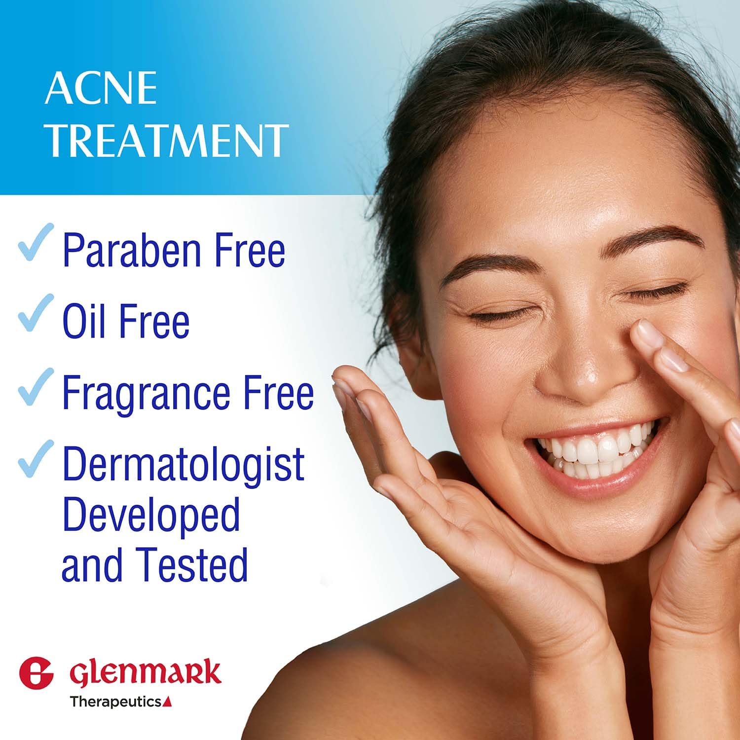Glenmark Therapeutics Adapalene Gel paraben-free label on packaging