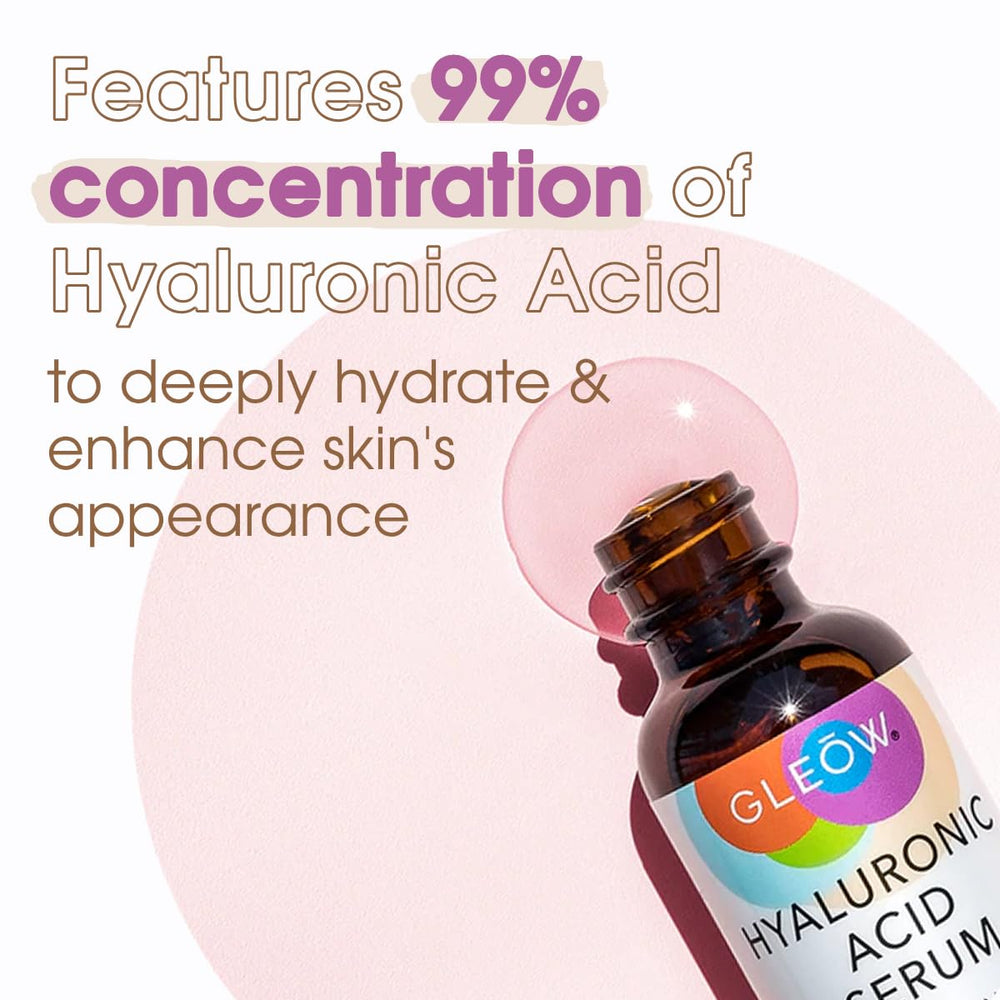 GLEOW daily skincare routine closeup showing layering with other serums.