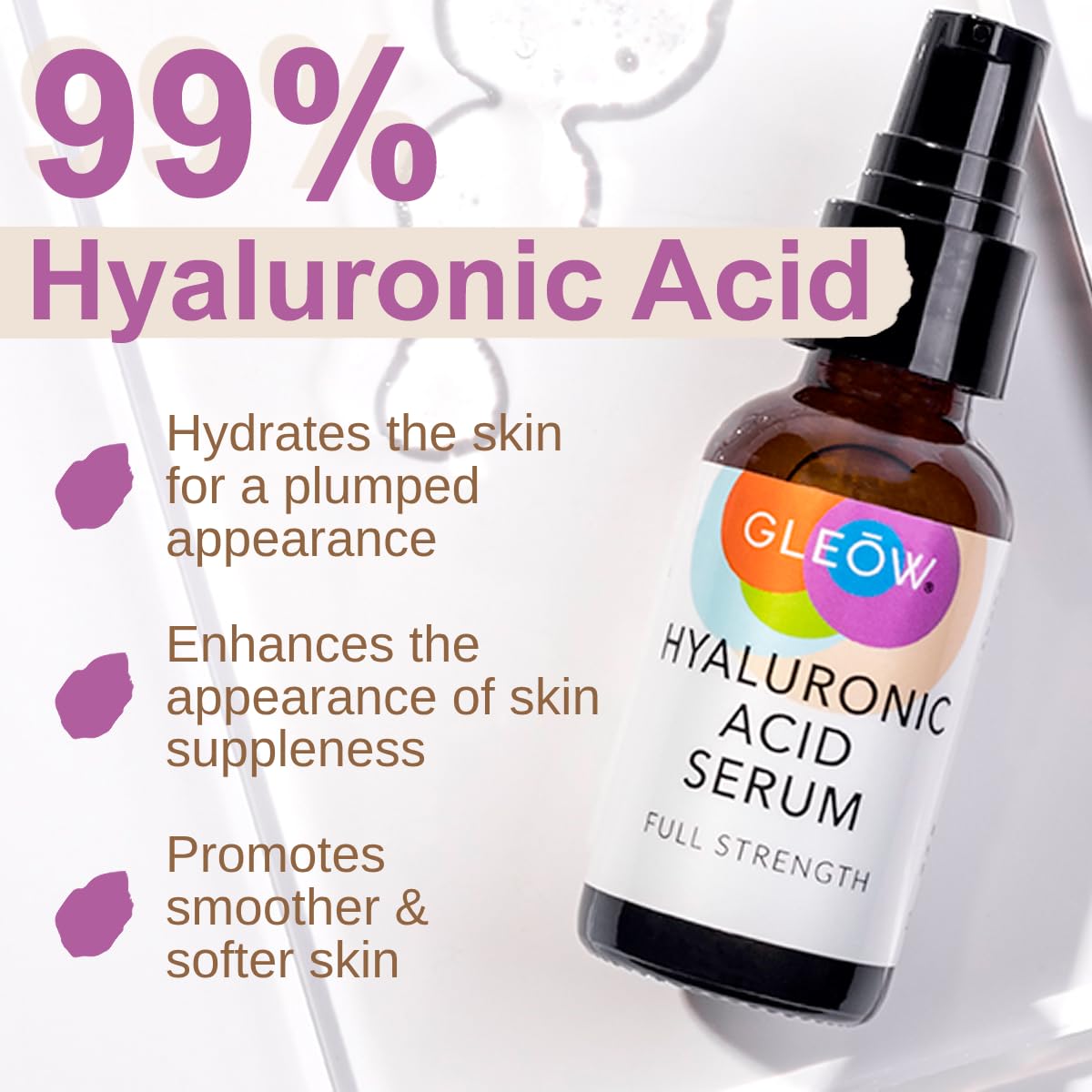 GLEOW serum addressing dry patches through gentle hydration and smoothing touch.