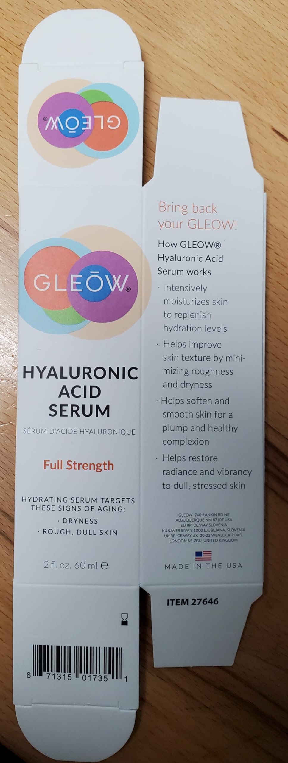 GLEOW Hyaluronic Acid Serum absorption closeup suggesting smoother, more hydrated skin.