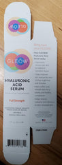 GLEOW Hyaluronic Acid Serum absorption closeup suggesting smoother, more hydrated skin.