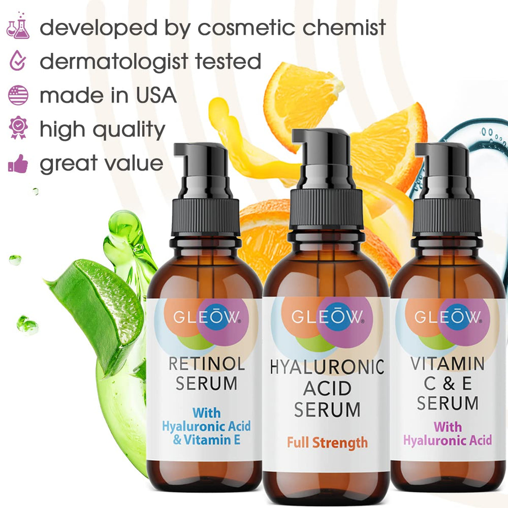 GLEOW Vitamin C serum amber bottle promotes even tone and lasting glow