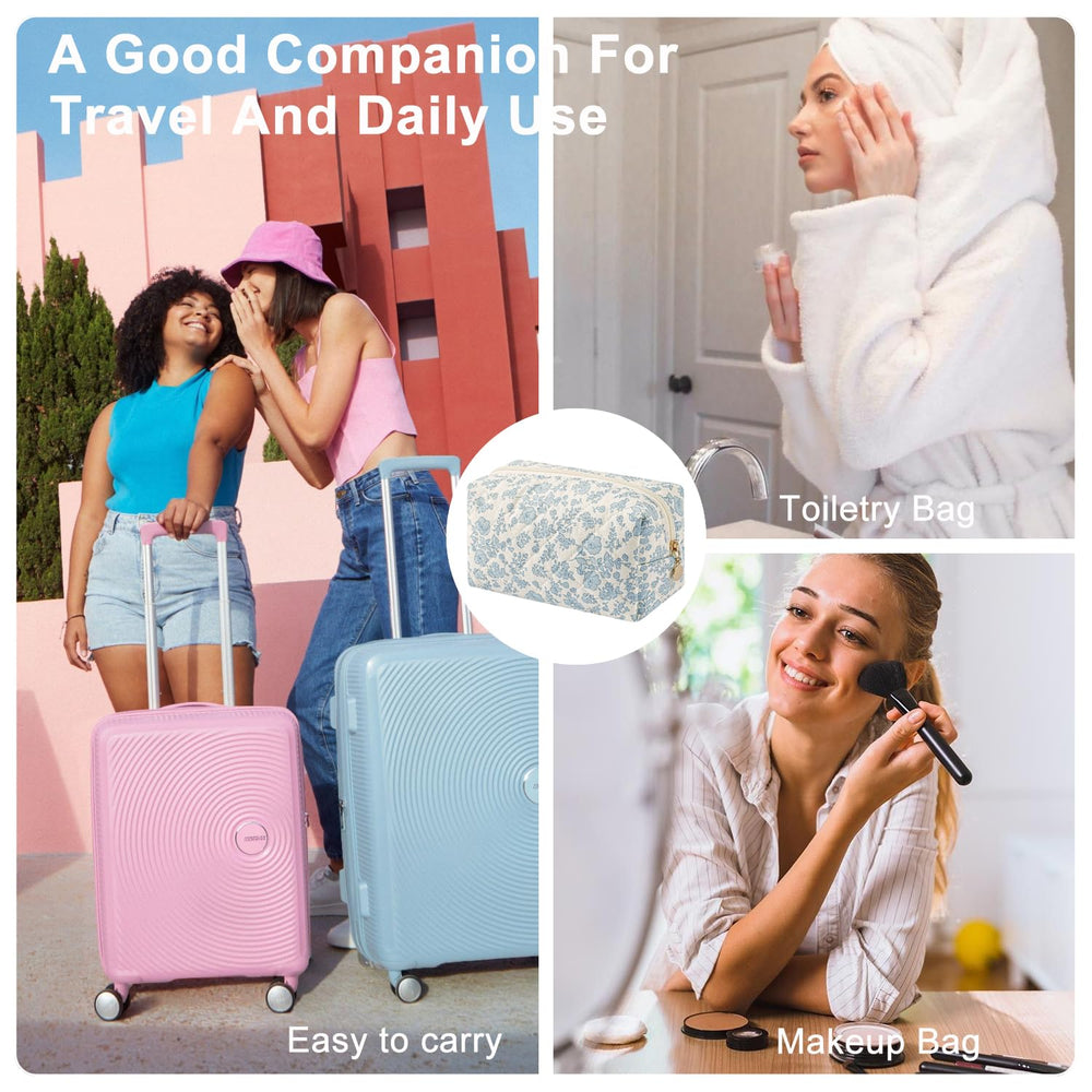 Gleyemor lightweight cosmetic bag sized 8.3x4.3 inches, packs travel-size products.