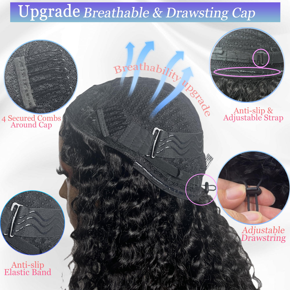 Glimeer half wig flip-over seamless edge demonstrates glue-free wear and natural hairline.