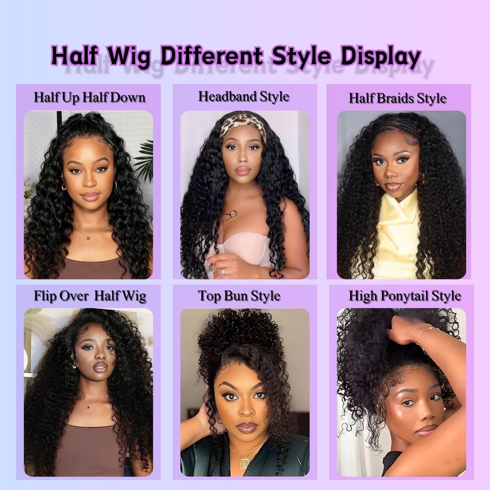Glimeer half wig secure-combs system highlights stable placement and all-day comfort.