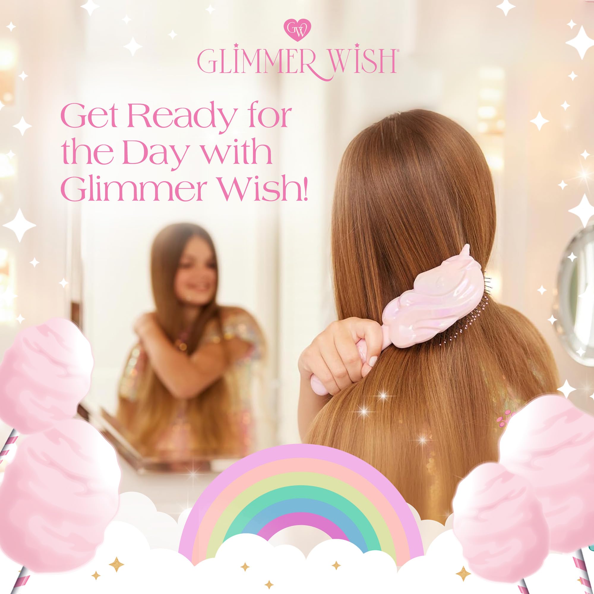 Glimmer Wish toxin-free, cruelty-free hair brush for families.
