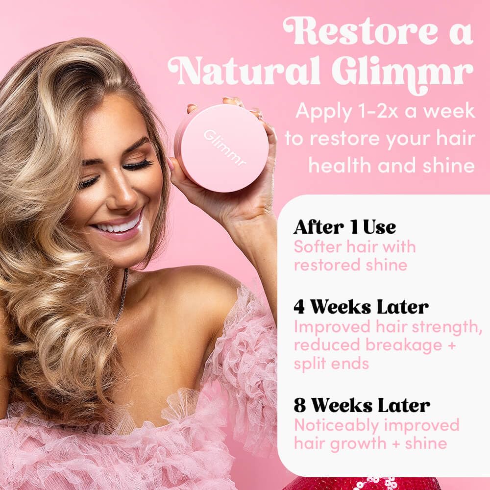 Glimmr KeraGlow vegan keratin protein bonds and strengthens strands.