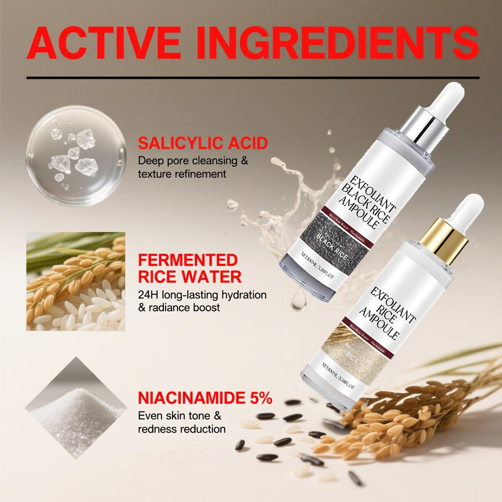 Gliowia Glow White Rice Ampoule application shot demonstrating gentle daily exfoliation.