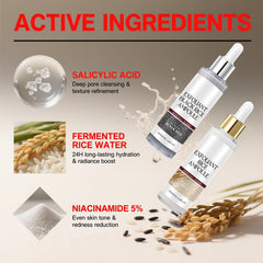Gliowia Glow White Rice Ampoule application shot demonstrating gentle daily exfoliation.