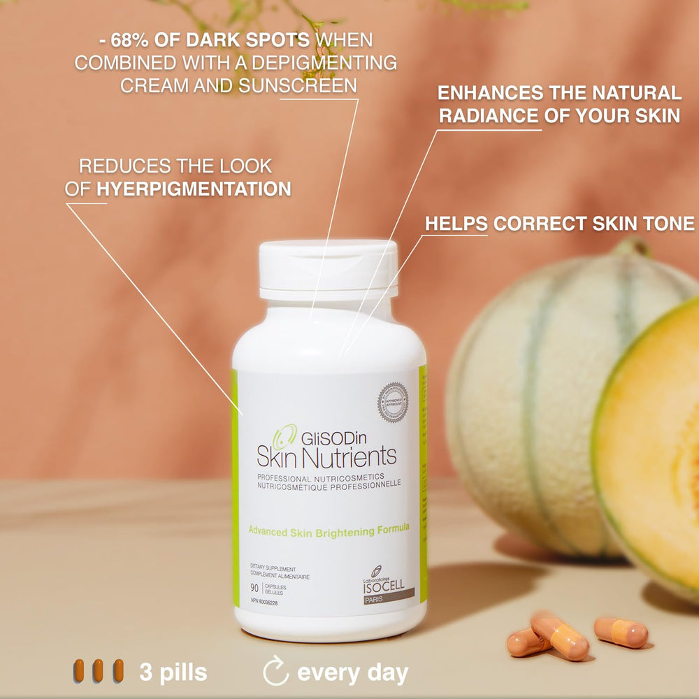 GliSODin Skin Nutrients skin-tone glow close-up for radiant complexion