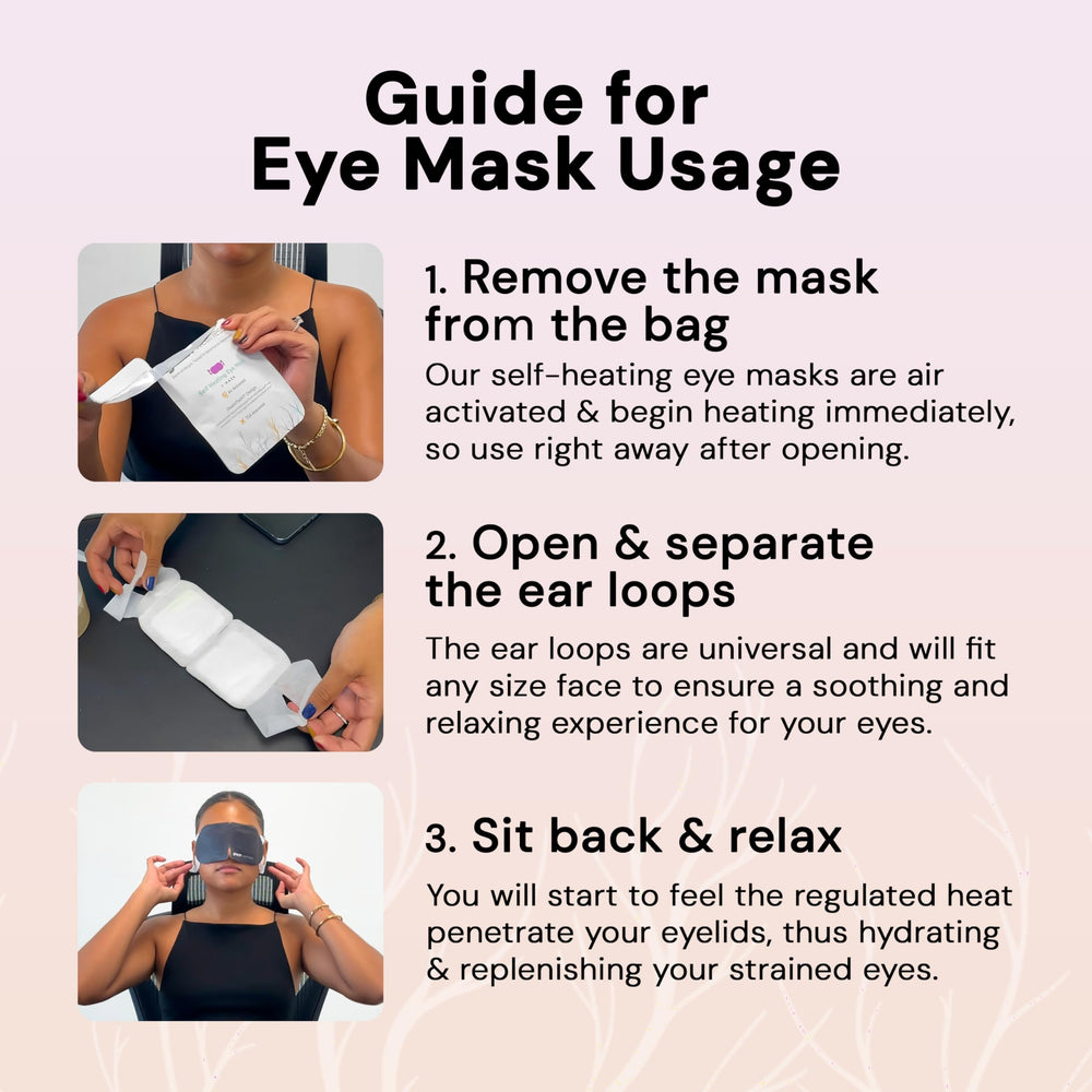 Glitch SteamTech Eye Mask being worn demonstrates quick self-heat convenience.