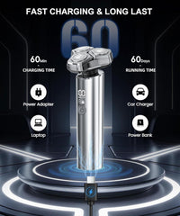 GLLAVA electric razor 3D magnetic blades flex to facial contours for close shaving