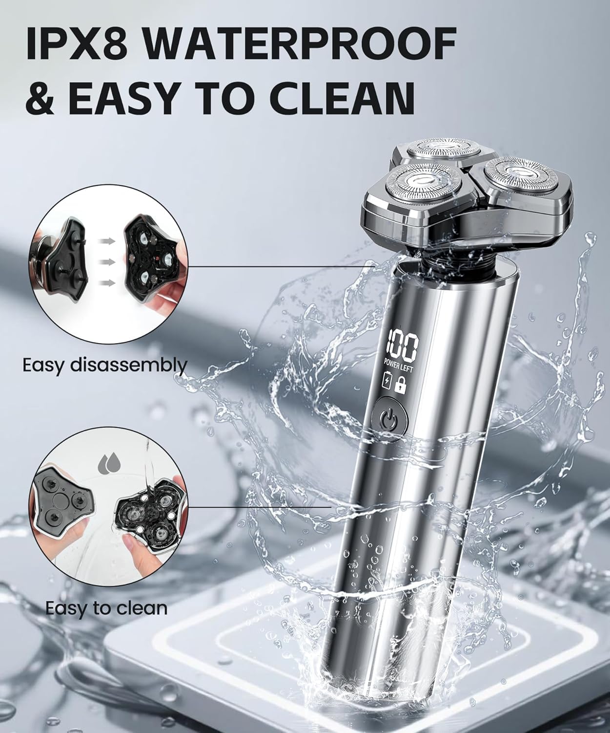 GLLAVA electric razor full kit includes travel case and cleaning tools