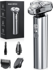 GLLAVA electric razor metallic gray close-up with ergonomic grip for precise control
