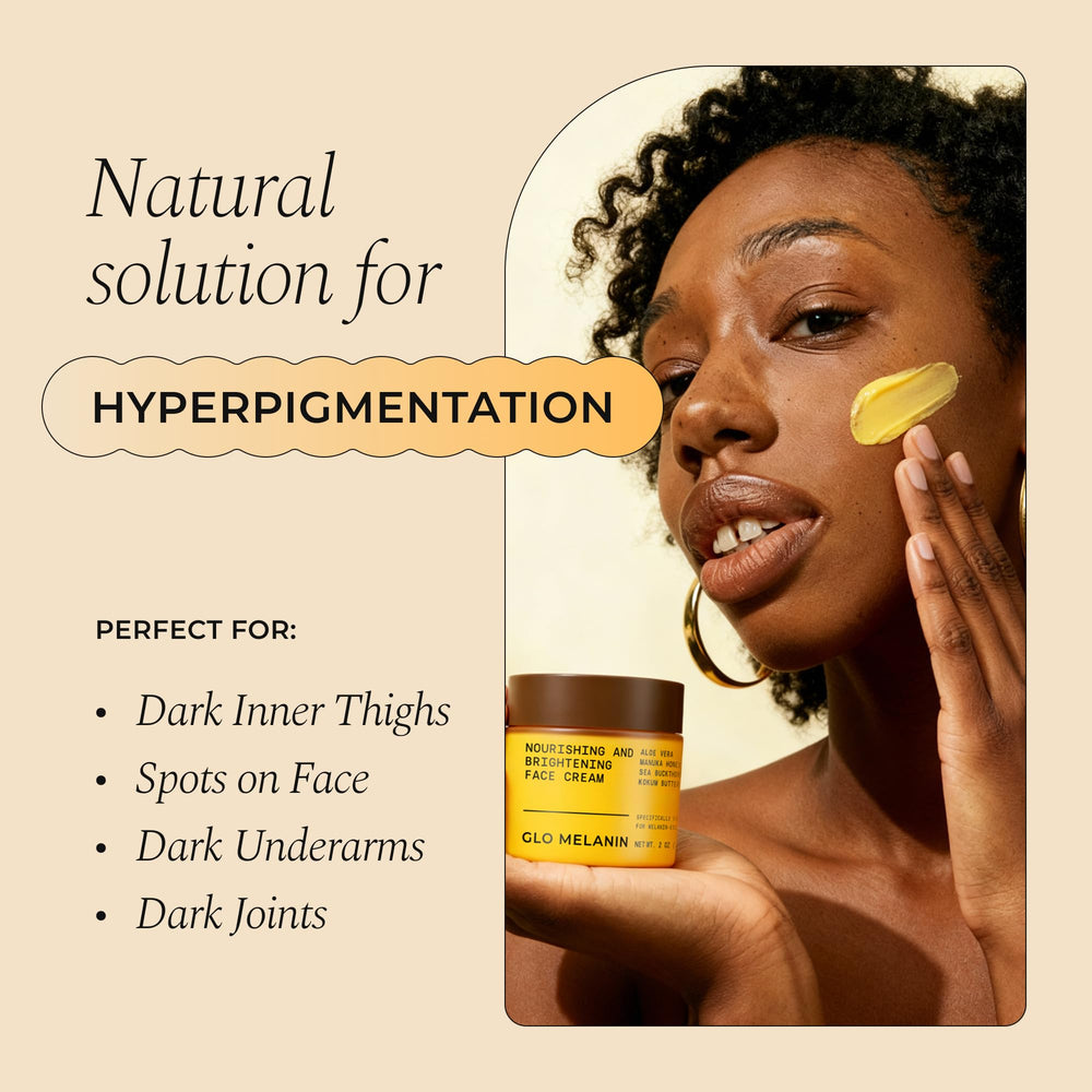 Glo Melanin Nourishing Face Cream packaging showing vegan and paraben-free formula