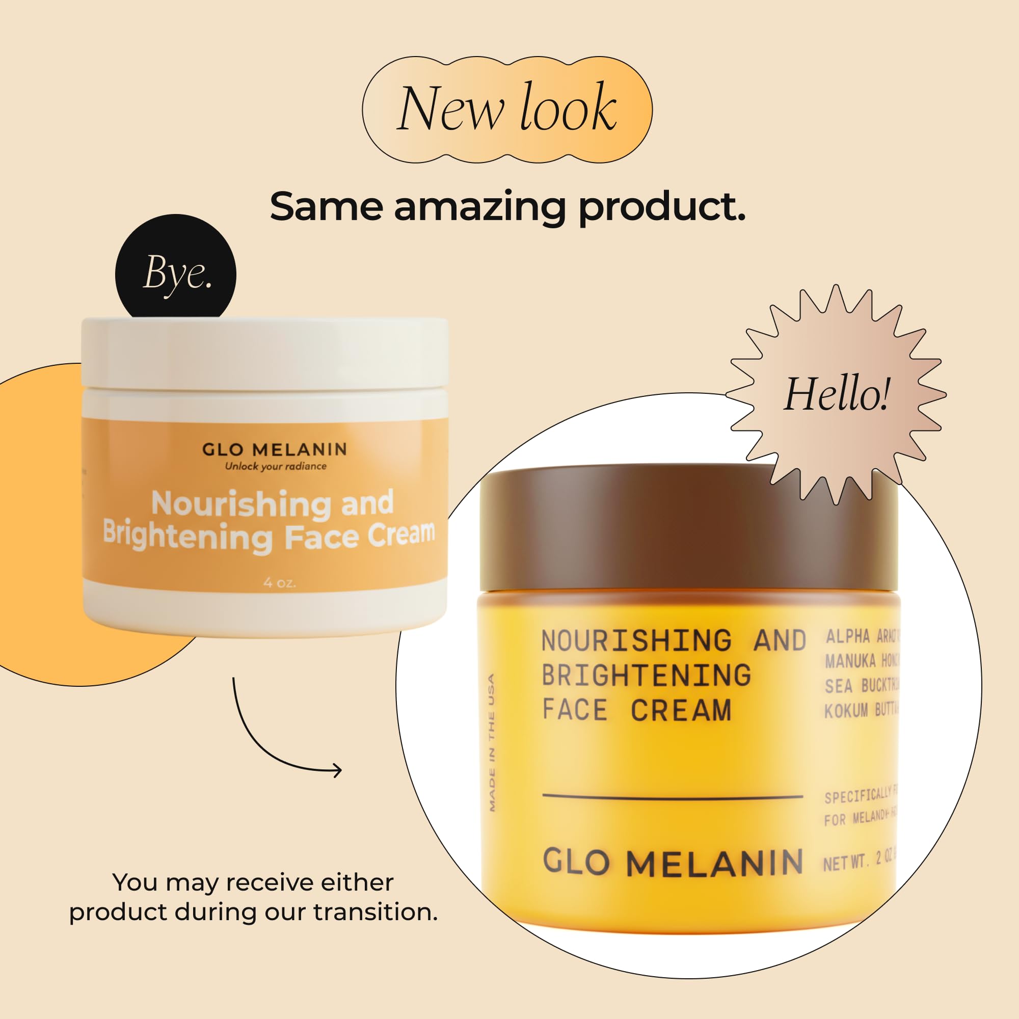 Glo Melanin Nourishing Face Cream travel-friendly 2 oz jar for on-the-go glow