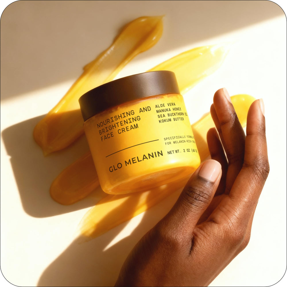 Glo Melanin Nourishing Face Cream vegan label close-up