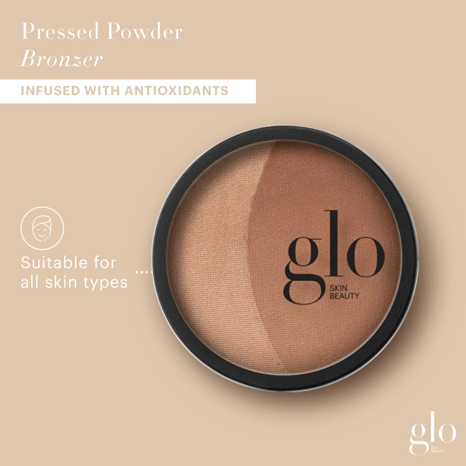 Glo Skin Beauty Bronzer Sunkiss cheek swatch shows buildable color and natural contour.
