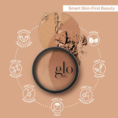 Glo Skin Beauty Bronzer Sunkiss compact close-up reveals mineral texture and smooth finish.