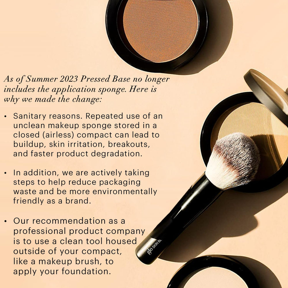 Glo Skin Beauty pressed base Honey Light close-up texture reveals talc-free minerals