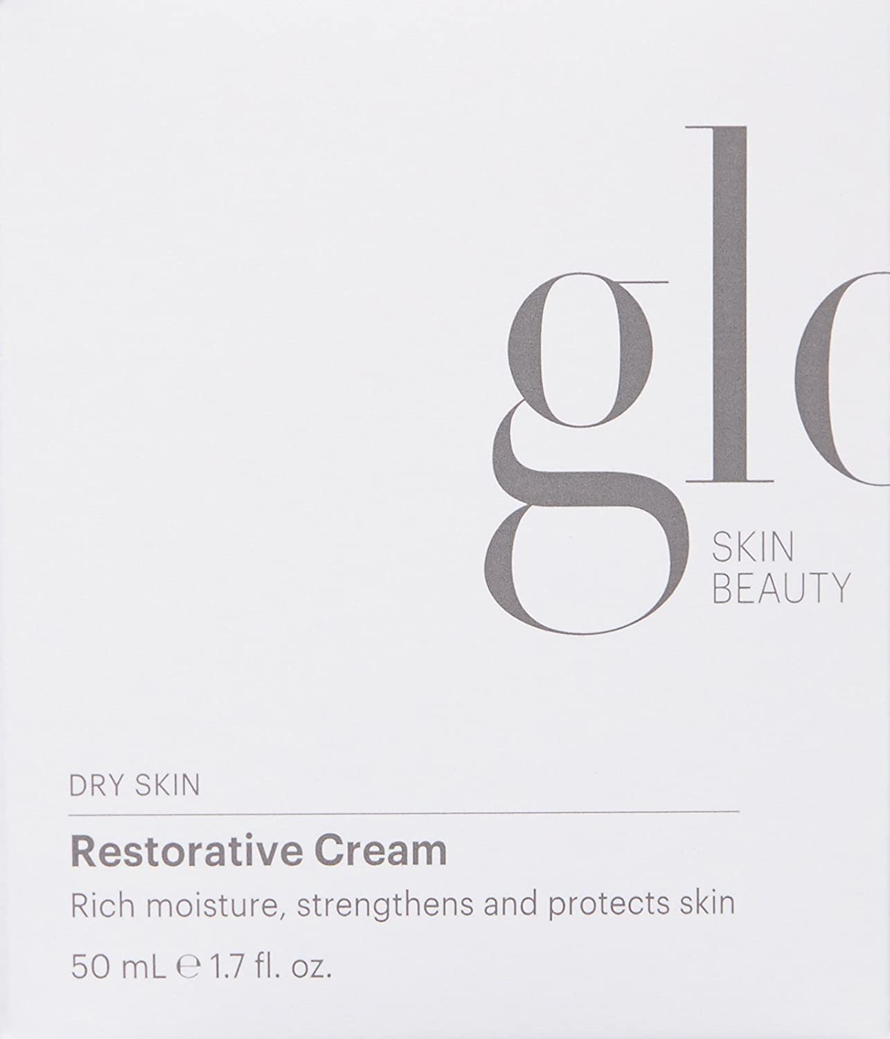 Glo Skin Beauty Restorative Cream swirl on hand conveys rich texture for massage.