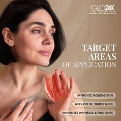 GLO24K face neck massager in use offering relaxing self-care.