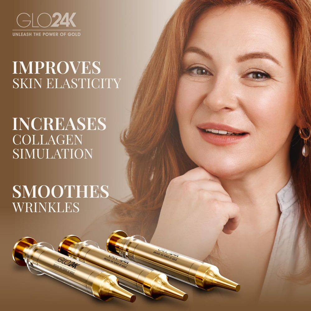 GLO24K Hexapeptide-8 illustration focusing on wrinkle smoothing