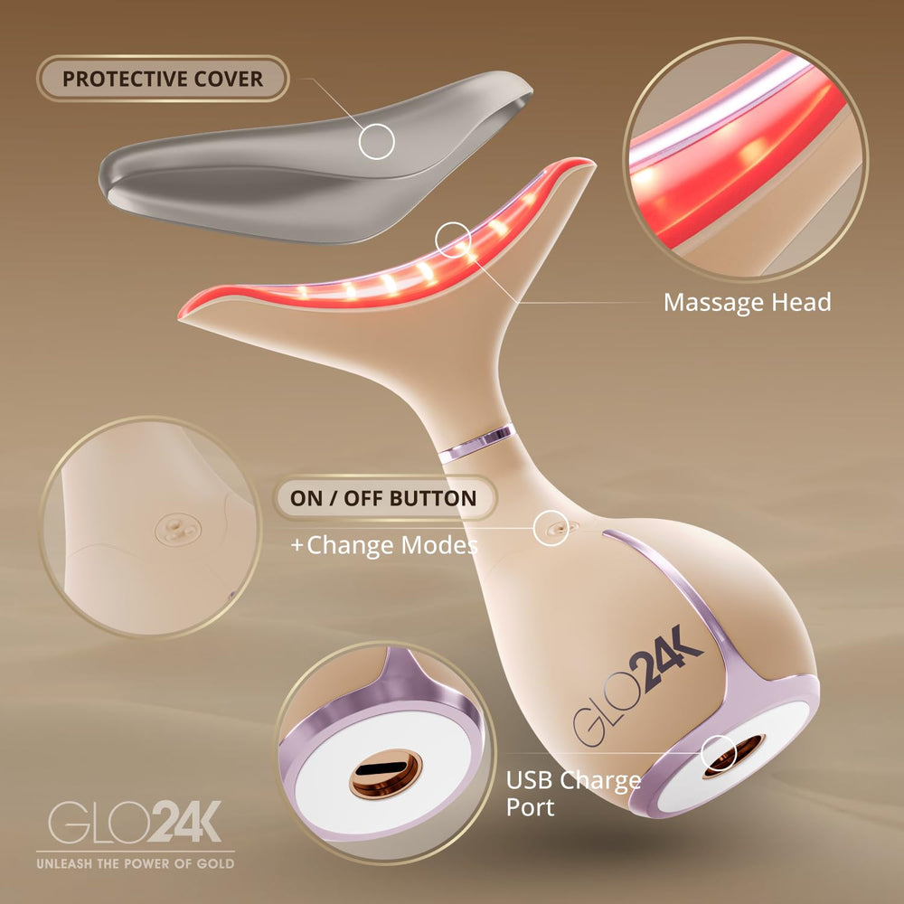 GLO24K red light therapy close-up suggesting a glow boost.