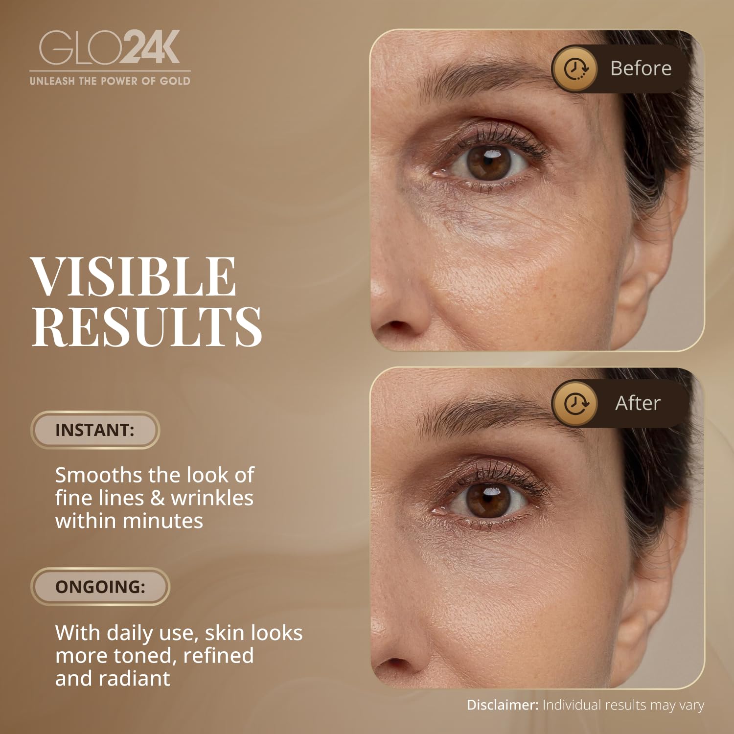 GLO24K Vitamins A C E symbol set signaling antioxidant skin support