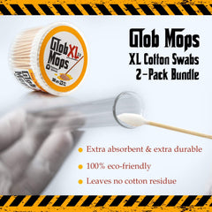 Glob Mops XL Cotton Swabs 2.0 closeup-tip reveals soft cotton tips for gentle surface contact.