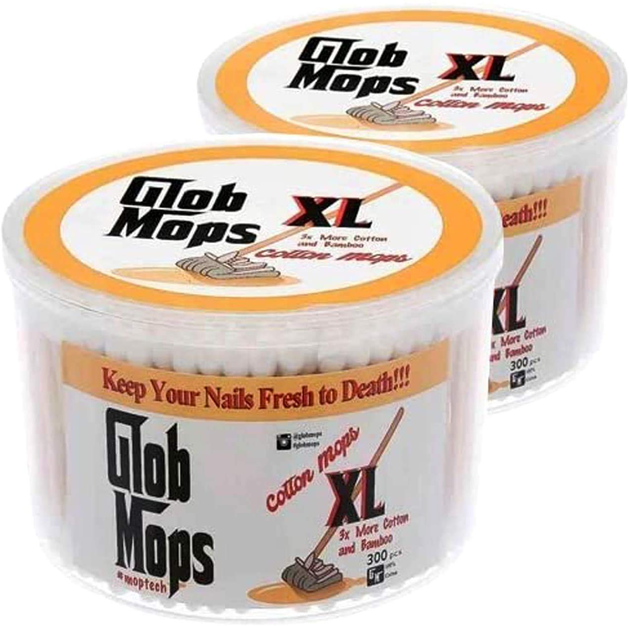 Glob Mops XL Cotton Swabs 2.0 packfront for easy, hygienic storage.