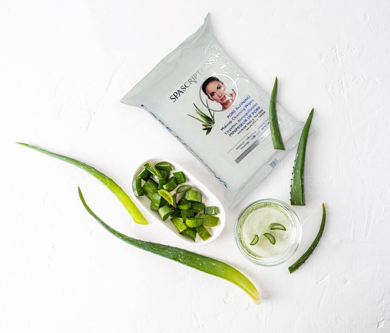 Global Beauty Care Spascriptions wipes waterproof makeup removal in action.