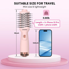 GLOBLWING compact travel hair styler fits in small bags for easy on the road styling