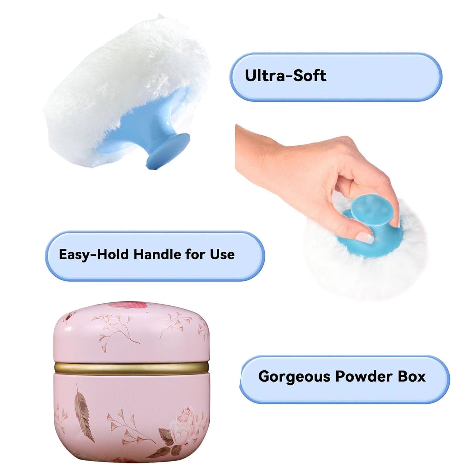 Glooyoderr elegant rounded design doubles as decor while storing powder.