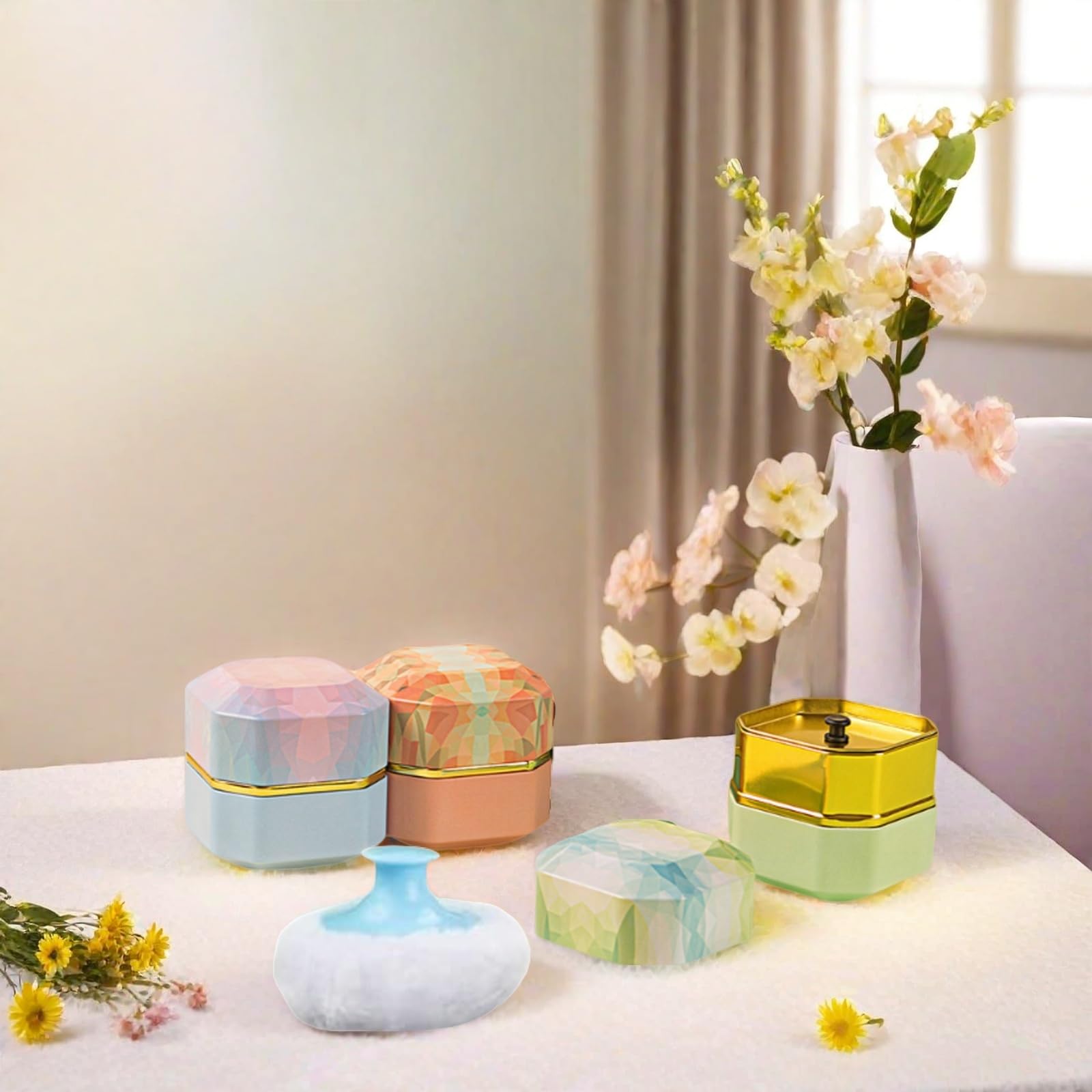 Glooyoderr multi-use-design stores powder, jewelry, or small accessories.