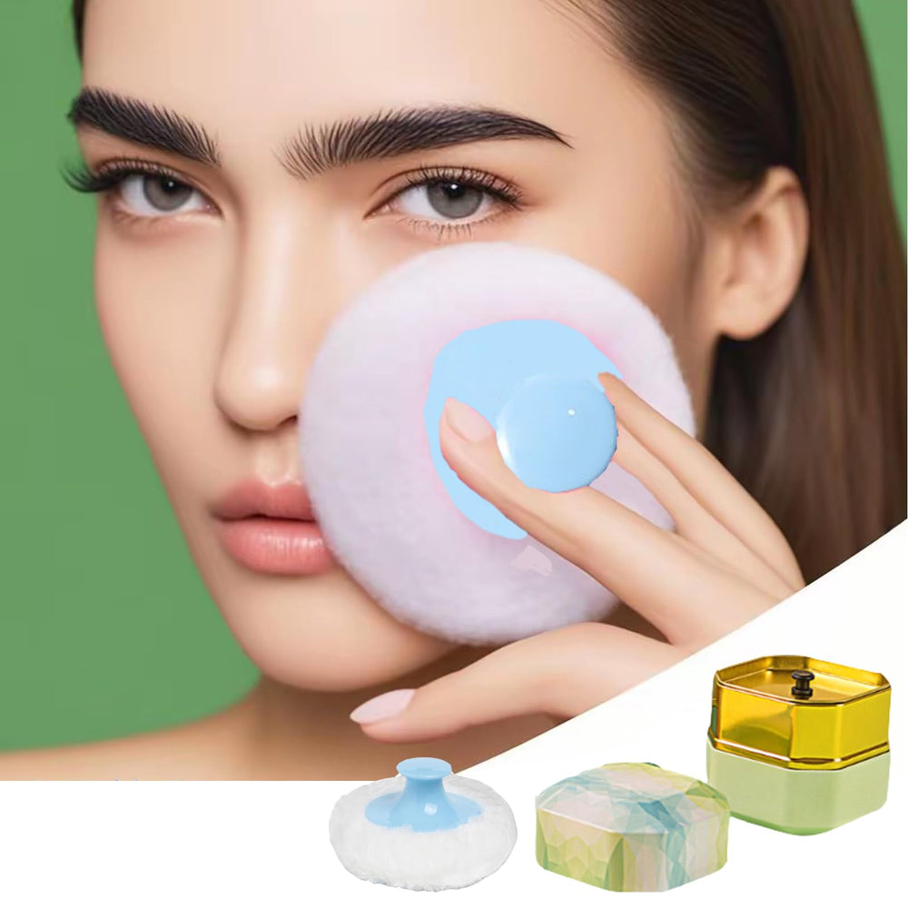 Glooyoderr travel-use powder box fits bags for quick reapplication.
