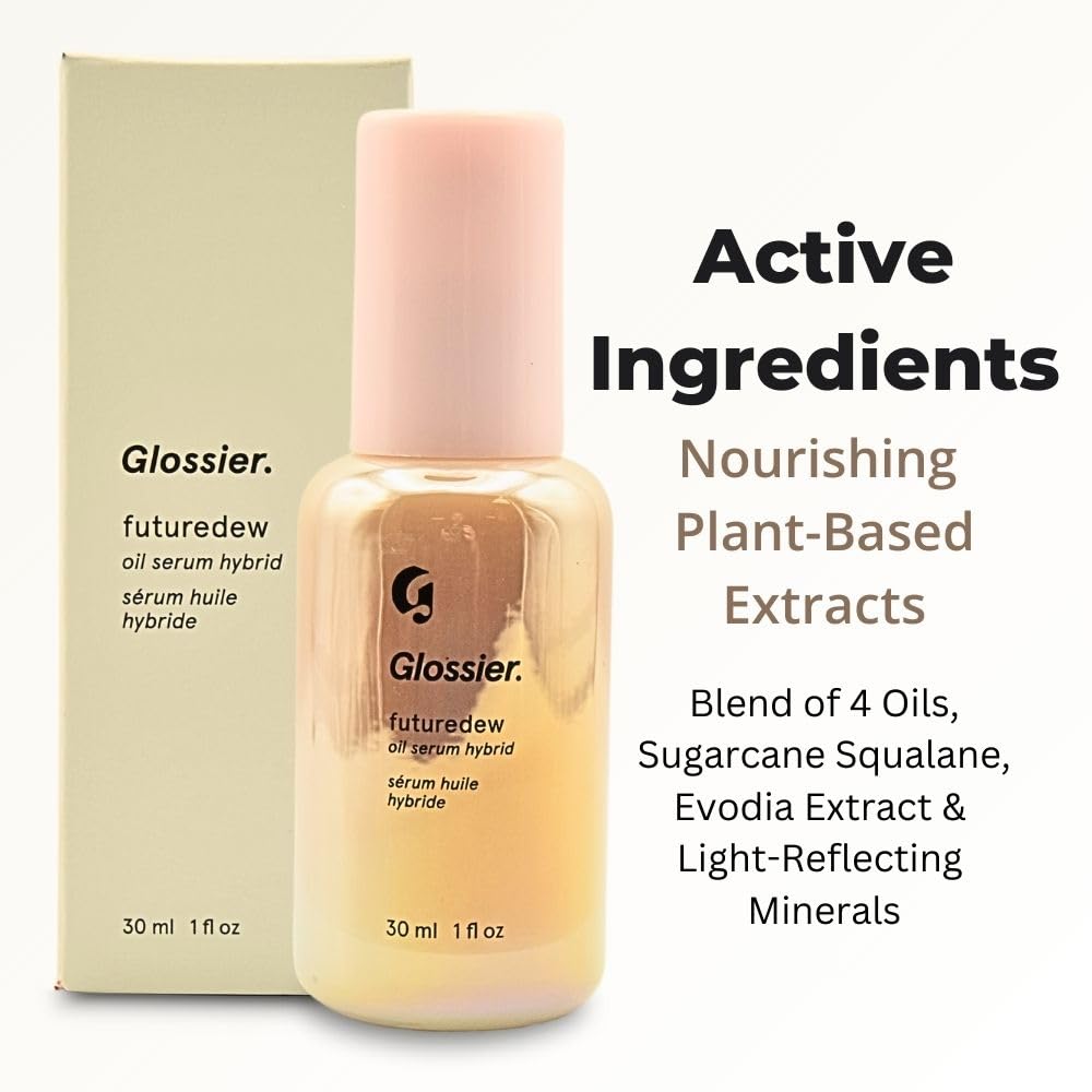 Glossier Futuredew under makeup primer shot emphasizes glow without heaviness.