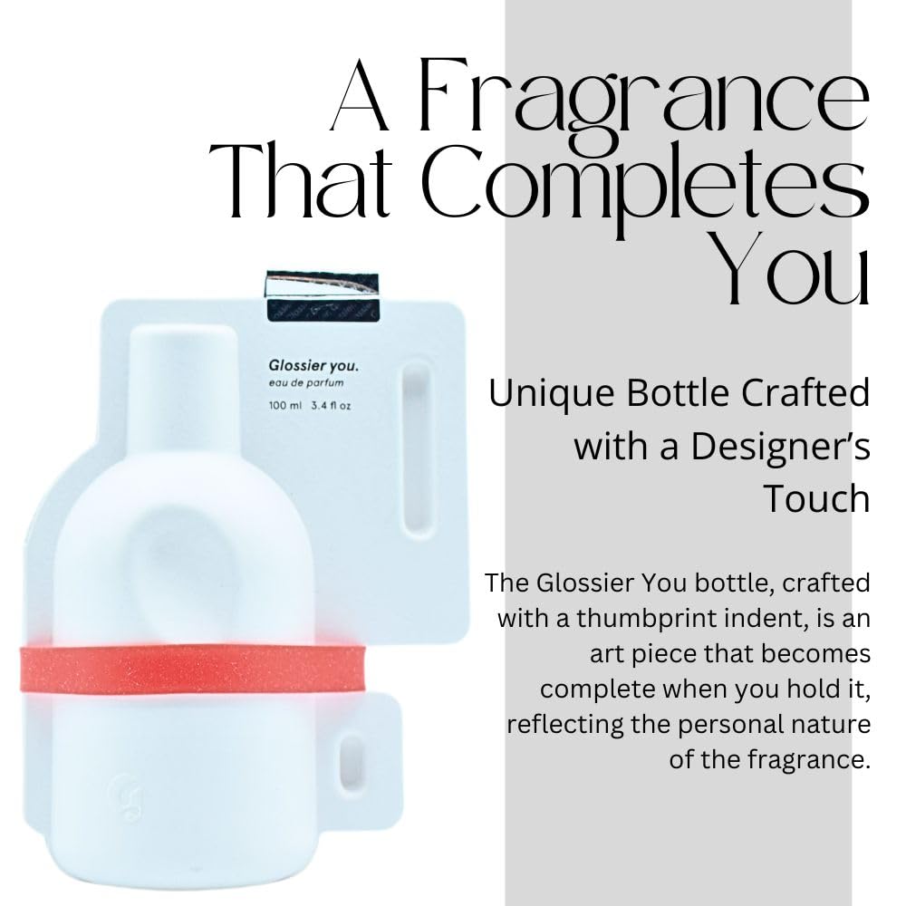 Glossier You perfume on vanity glows softly, suggesting everyday elegance