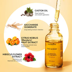 Glossiva Self Tanning Drops absorb quickly to show results in hours.