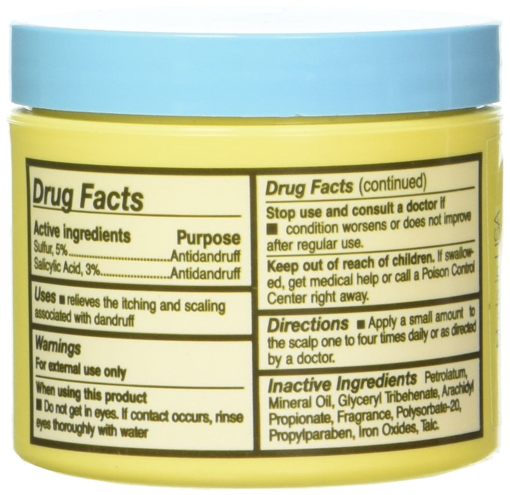 Glover's ointment close-up on scalp, easing itching and flaking.