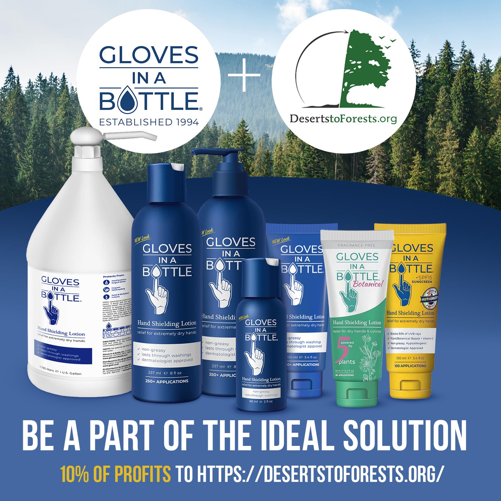 Gloves In A Bottle Shielding Lotion 2oz ingredients close-up showing FDA-safe components.