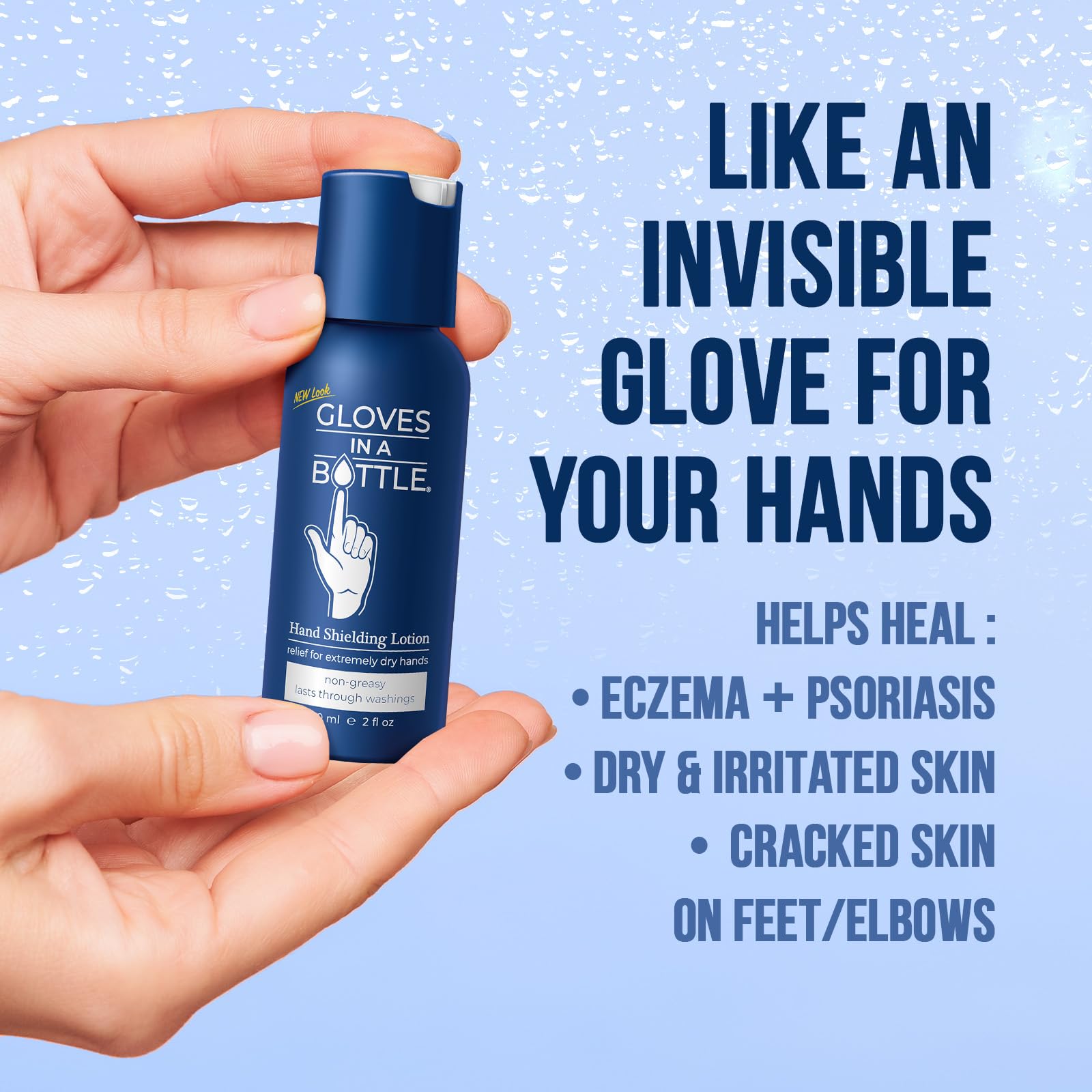 Gloves In A Bottle Shielding Lotion 2oz vegan cruelty-free badge with toxin-protection messaging.